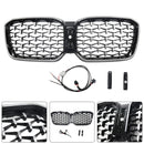 BMW X3 G01 / X4 G02 2022-2025 Black Kidney Front Grill Air Intake Radiator Bumper Grille W/ LED Strip Light-13