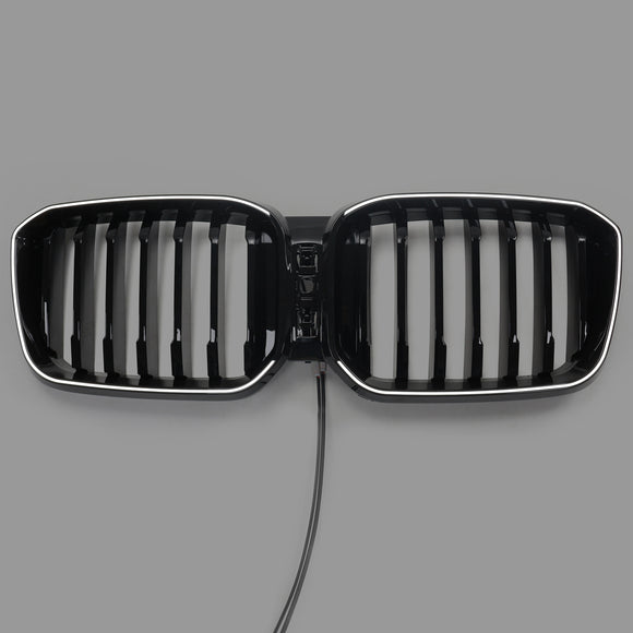 BMW X3 G01 / X4 G02 2022-2025 Black Kidney Front Grill Air Intake Radiator Bumper Grille W/ LED Strip Light
