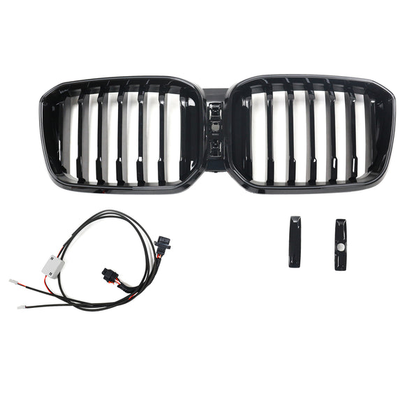 BMW X3 G01 / X4 G02 2022-2025 Black Kidney Front Grill Air Intake Radiator Bumper Grille W/ LED Strip Light
