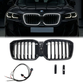 2022-2025 BMW X3 G01/X4 G02 Nerka przedniego zderzaka Wymiana kratki Pojedyncza listwa Błyszczący czarny grill Z paskiem LED