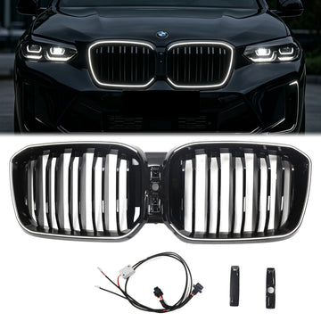 2021-2025 BMW X3 G01 LCI/X4 G02 LCI Double lattes noir brillant LED gril pare-chocs avant calandre