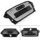 Audi A3 / A3 Sline / S3 2013-2016 Front Grill Air Intake Radiator Glossy Black RS Honeycomb Bumper Grille With Rings Emblem-7
