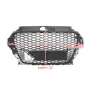 Audi A3/A3 Sline/S3 2013-2016 Parrilla delantera Radiador de entrada de aire Parrilla de parachoques RS en forma de panal negro brillante con emblema de anillos-2