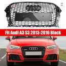 Audi A3 / A3 Sline / S3 2013-2016 Front Grill Air Intake Radiator Glossy Black RS Honeycomb Bumper Grille With Rings Emblem-23