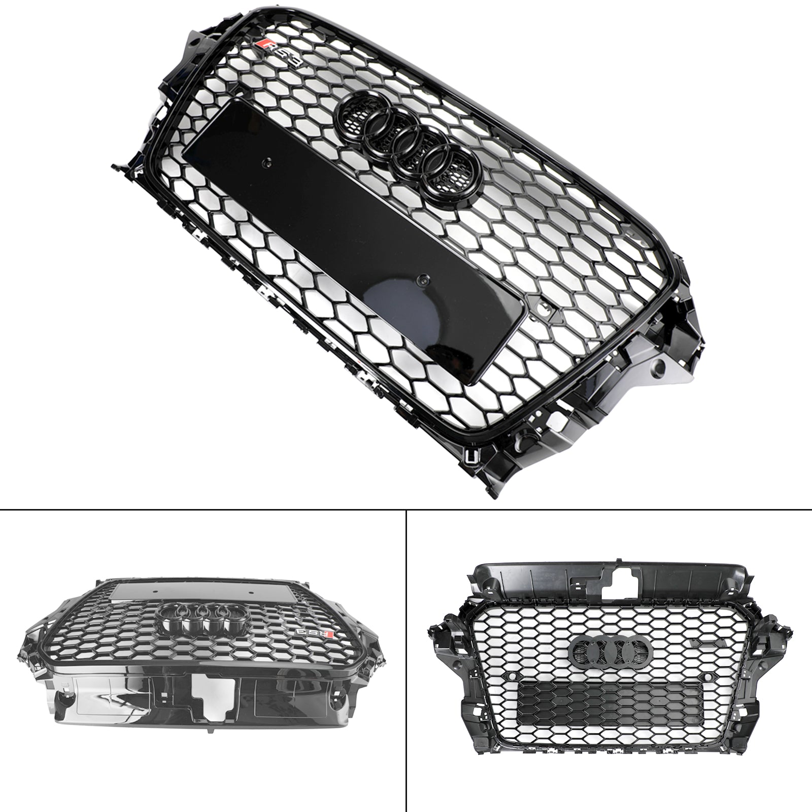 Reemplazo de rejilla de parachoques Henycomb para capó delantero estilo Audi A3 S3 RS3 2013-2016, color negro