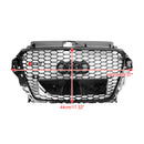 Audi A3 / A3 Sline / S3 2013-2016 Front Grill Air Intake Radiator Glossy Black RS Honeycomb Bumper Grille With Rings Emblem-13