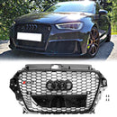 Audi A3/A3 Sline/S3 2013-2016 Parrilla negra de repuesto para parachoques delantero con emblema de anillo-27