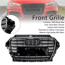 2013-2016 Audi A3/ A3 Sline/ S3 Front Bumper Grille Chrome Black Mesh Slat Grill W/ Ring Emblem-4