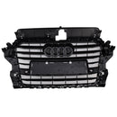 2013-2016 Audi A3/ A3 Sline/ S3 Front Bumper Grille Chrome Black Mesh Slat Grill W/ Ring Emblem-11