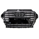 2013-2016 Audi A3/ A3 Sline/ S3 Front Bumper Grille Chrome Black Mesh Slat Grill W/ Ring Emblem-1