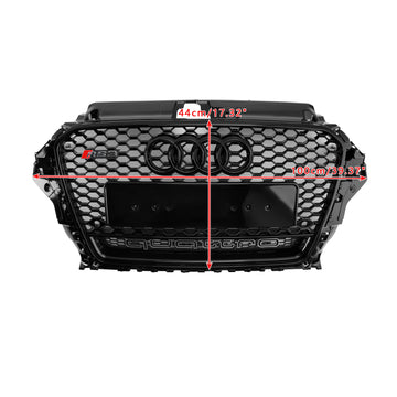 2013-2016 Audi A3/ A3 S Line/ S3 RS Parrilla delantera tipo panal Entrada de aire Radiador Parachoques Parrilla deportiva negra brillante - 0