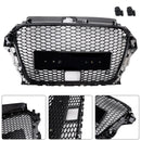 2013-2016 Audi A3/S3 RS3 Style capot avant nid d'abeille pare-chocs grille de remplacement noir avec/trou ACC-5