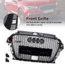 2013-2016 Audi A3/S3 RS3 Style Front Hood Henycomb Bumper Grille Replacement Black Grill W/ ACC Hole-4