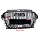 2013-2016 Audi A3/S3 RS3 Style Front Hood Henycomb Bumper Grille Replacement Black Grill W/ ACC Hole-2