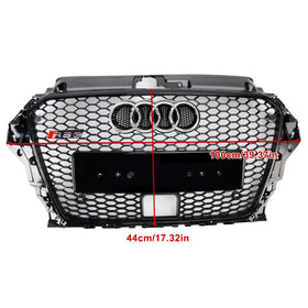 2013-2016 Audi A3/S3 RS3 Style capot avant nid d'abeille pare-chocs grille de remplacement noir avec/trou ACC - 0