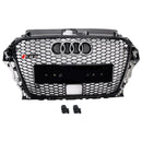 2013-2016 Audi A3/S3 RS3 Style Front Hood Henycomb Bumper Grille Replacement Black Grill W/ ACC Hole-1