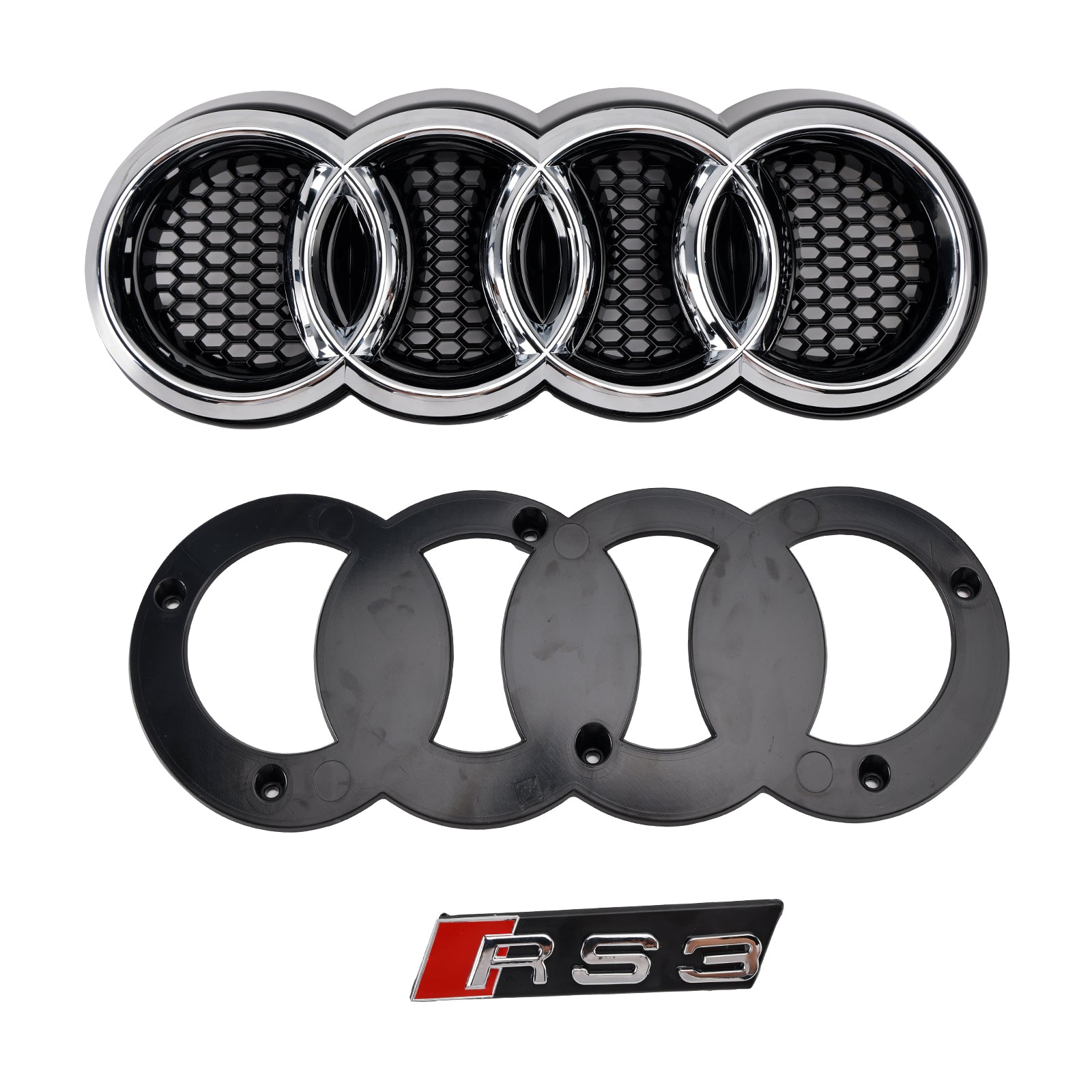 2013-2016 Audi A3/S3 RS3 Style Front Hood Henycomb Bumper Grille Replacement Black Grill W/ ACC Hole