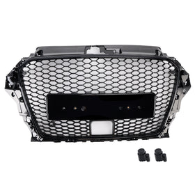 2013-2016 Audi A3/S3 RS3 Style Przednia maska ​​Kratka zderzaka o strukturze plastra miodu Wymiana Czarny Grill Z otworem ACC