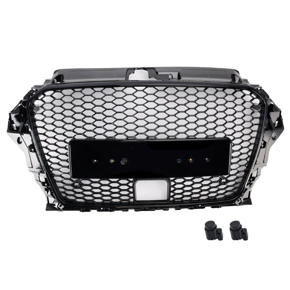 2013-2016 Audi A3/S3 RS3 Style capot avant nid d'abeille pare-chocs grille de remplacement noir avec/trou ACC