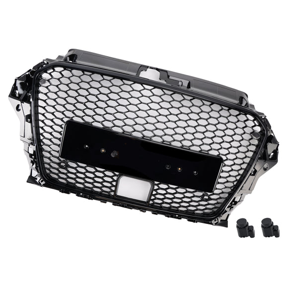 2013-2016 Audi A3/S3 RS3 Style capot avant nid d'abeille pare-chocs grille de remplacement noir avec/trou ACC