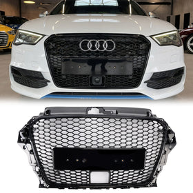 Audi A3/A3 S Line/S3 Przednia kratka o strukturze plastra miodu Czarny górny zderzak z otworem ACC Grill w stylu RS3