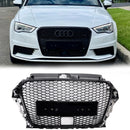 Audi A3 / A3 Sline / S3 Hoenycomb Front Grille Black Upper Bumper With ACC Hole RS3 Style Grill-25
