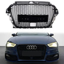 Audi A3 / A3 Sline / S3 Hoenycomb Front Grille Black Upper Bumper With ACC Hole RS3 Style Grill-26