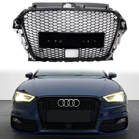 2013-2016 Audi A3 / S3 RS3 Style Front Bumper Henycomb Grille Replacement Black Grill W/ ACC Hole