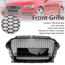 RS3 Quattro Stijl Grille Voor Audi A3/A3 Sline/S3 2013-2016 Honingraat Bumper Zwart grill-4
