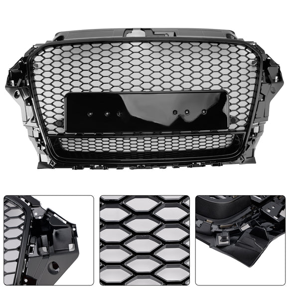 RS3 Quattro Stijl Grille Voor Audi A3/A3 Sline/S3 2013-2016 Honingraat Bumper Zwart grill