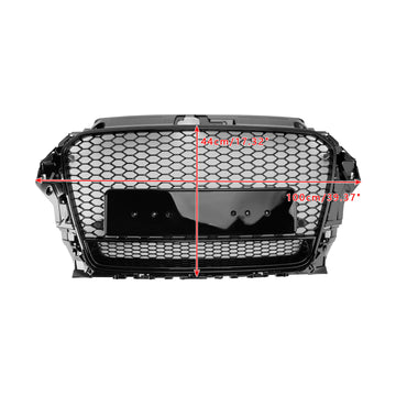 RS3 Quattro Stijl Grille Voor Audi A3/A3 Sline/S3 2013-2016 Honingraat Bumper Zwart grill - 0