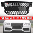 Audi 2008-2012 A5 S5 B8 Grill Replacement RS5 Style Hood Honeycomb Sport Mesh Black Grille-3