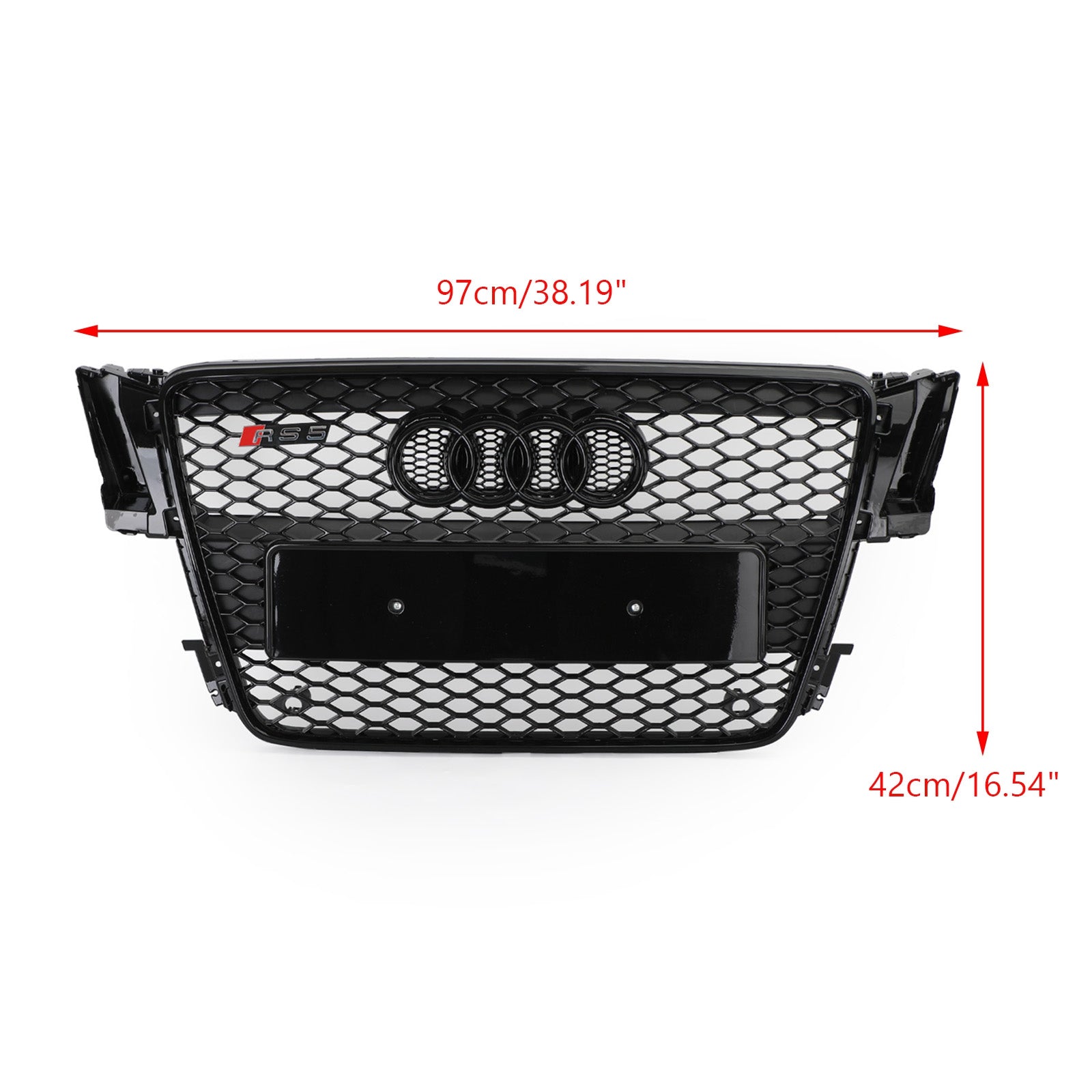 Parrilla de repuesto para Audi 2008-2012 A5 S5 B8, estilo RS5, rejilla deportiva negra con diseño de panal - 0