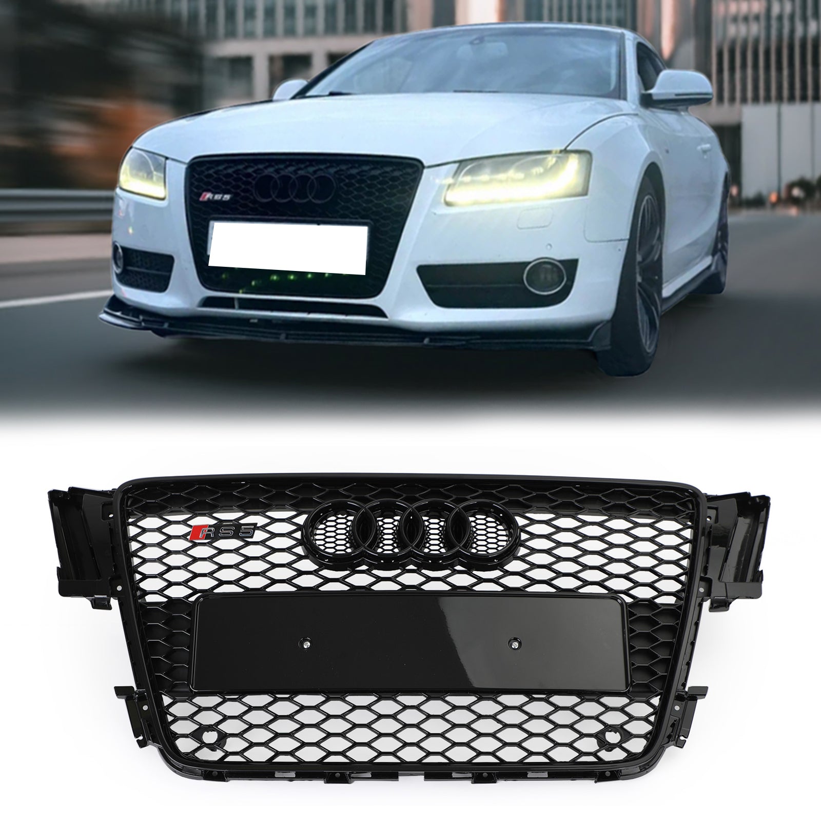 Audi 2008-2012 A5 S5 B8 Remplacement de la calandre RS5 Style Capot en nid d'abeille Sport Mesh Grille noire