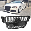 Audi 2008-2012 B8 A5/A5 Sline/S5 calandre RS5 en nid d'abeille maille hexagonale noire brillante avec emblème en anneau-18