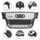 Audi 2008-2012 B8 A5/A5 Sline/S5 calandre RS5 en nid d'abeille maille hexagonale noire brillante avec emblème en anneau-6