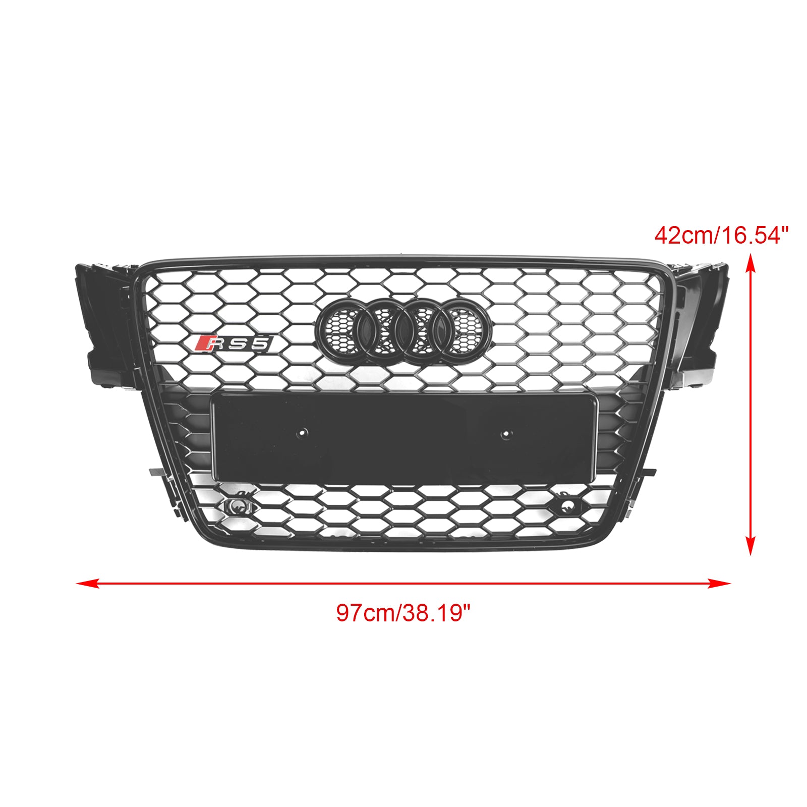 Audi 2008-2012 B8 A5/ A5 Sline/ S5  Honeycomb RS5 Grille Mesh Hex Glossy Black Front Grill With Ring Emblem