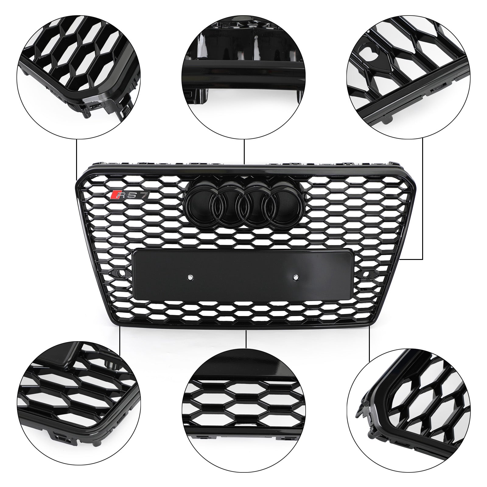 Reemplazo de parrilla delantera para Audi A7 S7 2012-2015, estilo RS7, rejilla deportiva de malla hexagonal en color negro