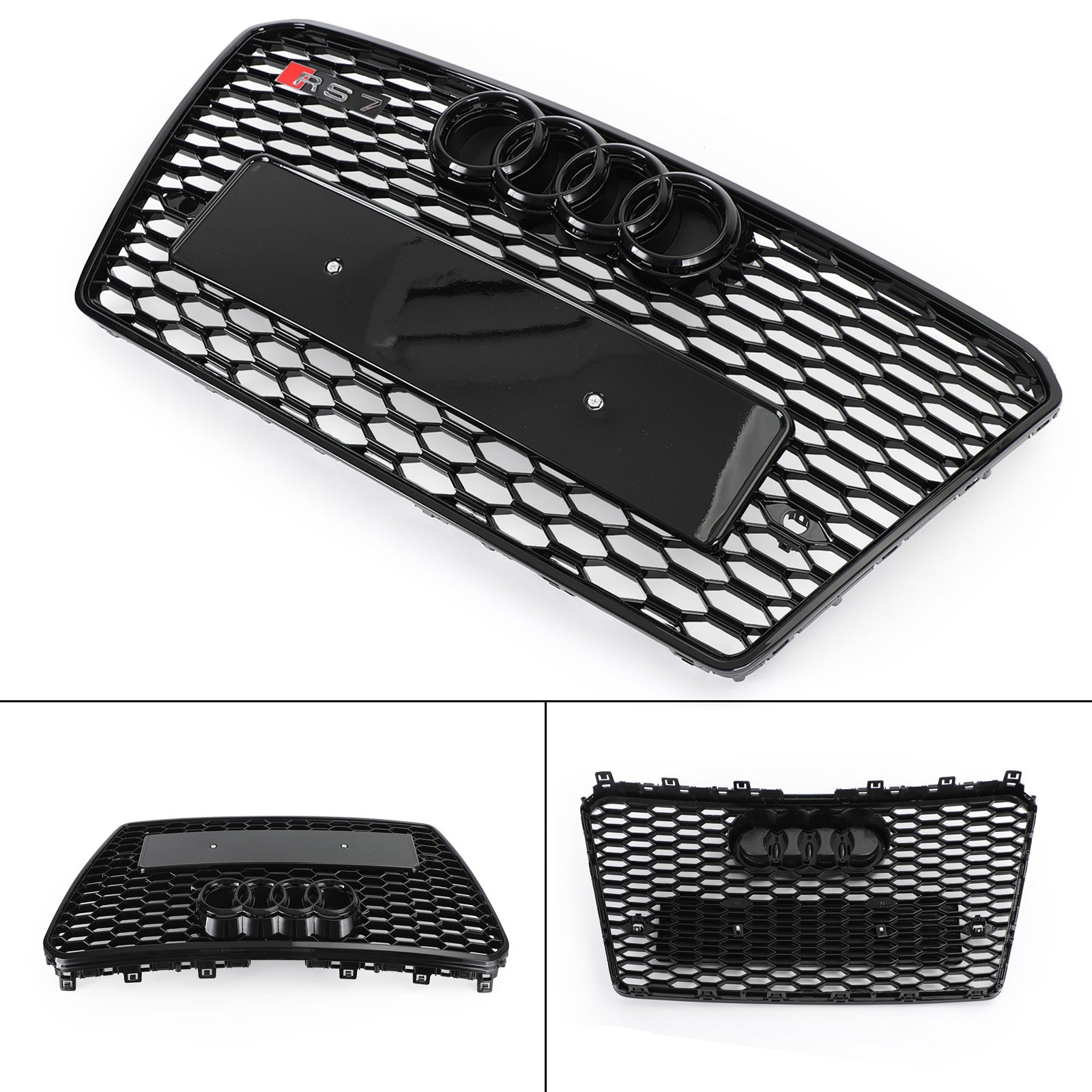 Reemplazo de parrilla delantera para Audi A7 S7 2012-2015, estilo RS7, rejilla deportiva de malla hexagonal en color negro