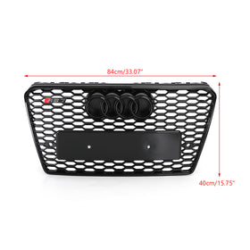 Audi A7 S7 2010-2015 Griglia sostitutiva RS7 Style Honeycomb Sport Mesh Hex Griglia nera con emblema ad anello nero - 0