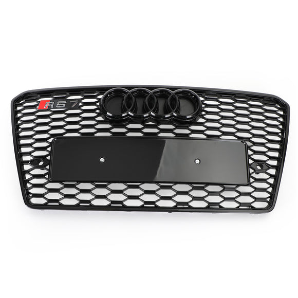 Rejilla estilo panal deportivo para Audi A7/A7 S Line/S7 RS7 2010-2015, rejilla negra brillante