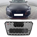 Audi A7 S7 2010-2015 Grill Korvaus RS7 Style Honeycomb Sport Mesh Hex Musta säleikkö mustalla rengastunnuksella-3