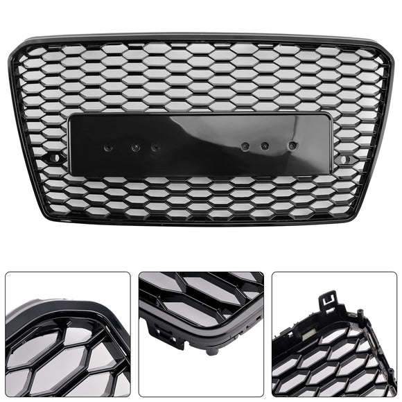 2010-2015 Audi A7/A7 S Line/S7 RS7 Stijl Grille Honingraat Sport Voorbumper Glanzend Zwart Grille