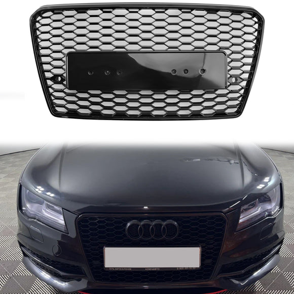 2010-2015 Audi A7/A7 S Line/S7 RS7 Stijl Grille Honingraat Sport Voorbumper Glanzend Zwart Grille