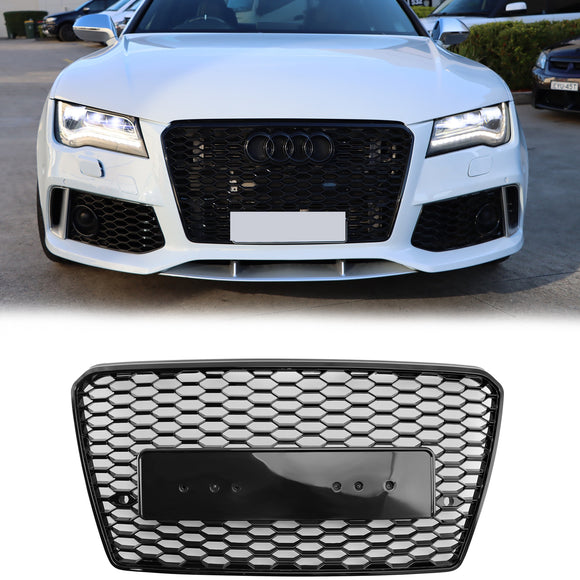 2010-2015 Audi A7/A7 S Line/S7 RS7 Style calandre nid d'abeille sport pare-chocs avant calandre noire brillante