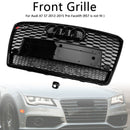 2010-2015  Audi A7/ A7 Sline/ S7 RS7 Style Grill Front Bumper Honeycomb Mesh Sport Black Grille W/ Ring Emblem + Quattro-4