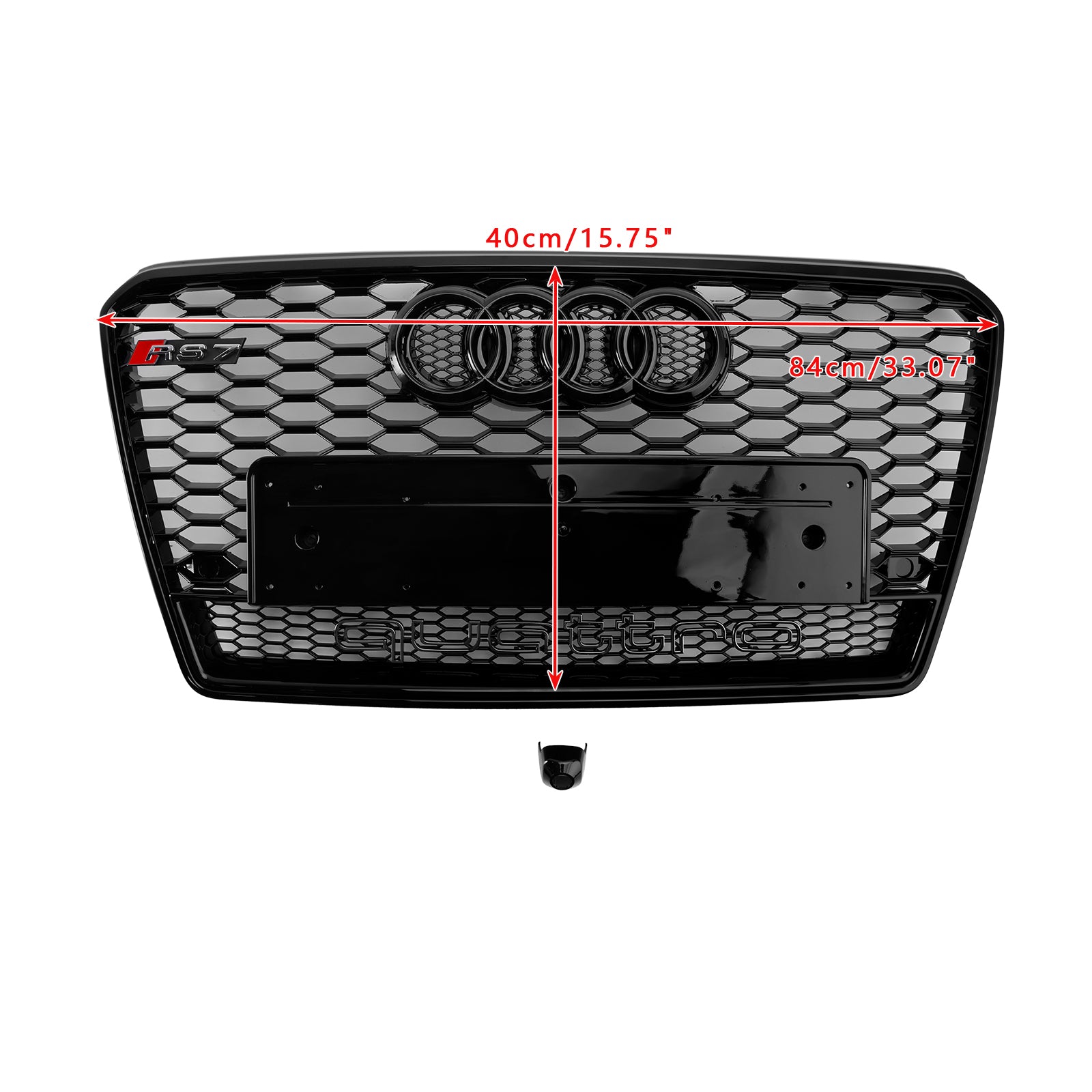 2012-2015  Audi A7/ A7 Sline/ S7 RS7 Style Grill Front Bumper Honeycomb Mesh Sport Black Grille W/ Ring Emblem + Quattro - 0