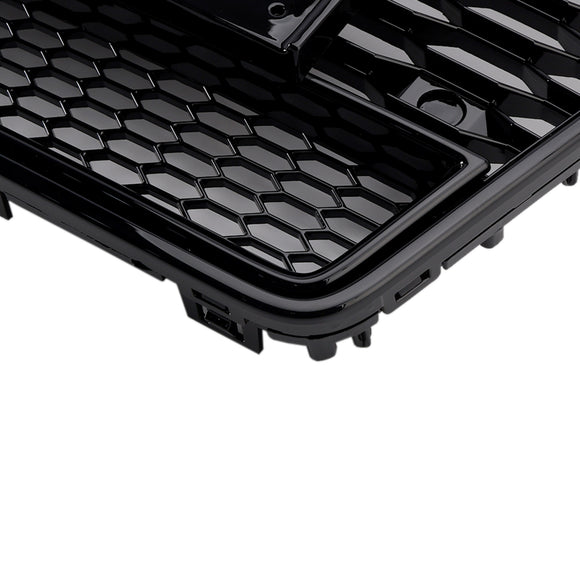 2010-2015  Audi A7/ A7 Sline/ S7 RS7 Style Grill Front Bumper Honeycomb Mesh Sport Black Grille W/ Ring Emblem + Quattro