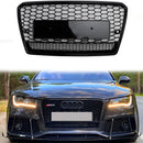 2010-2015 Audi A7/A7 Sline/S7 RS7 Stijl Grill Voorbumper Honingraat Mesh Sport Zwart Grille W/Ring Emblem + Quattro-3