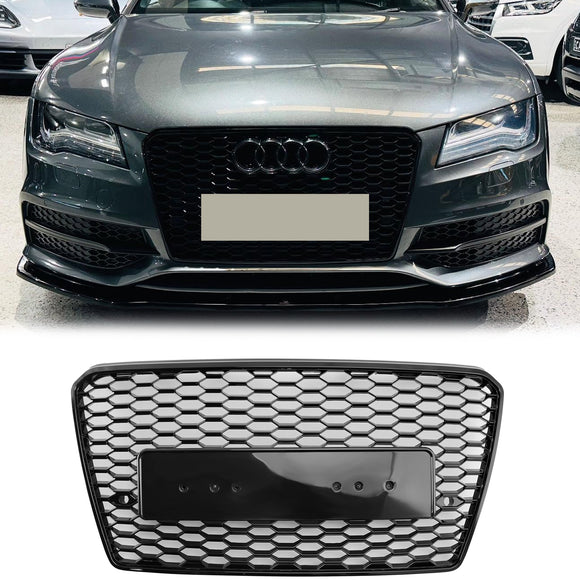 2010-2015 Audi A7/A7 S Line/S7 RS7 Style calandre nid d'abeille sport pare-chocs avant calandre noire brillante